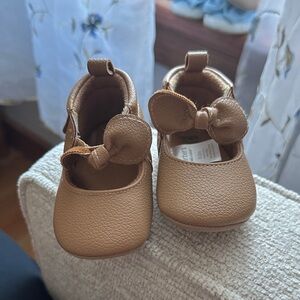 Carter's Tan Faux-Leather Mary Jane Baby Shoes with Bow